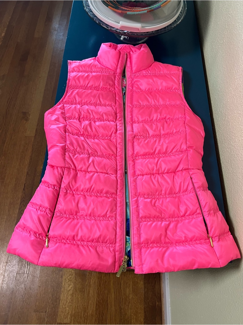 Women’s Lily Pulitzer Hot Pink Quilted Puffer Vest - Lightweight down